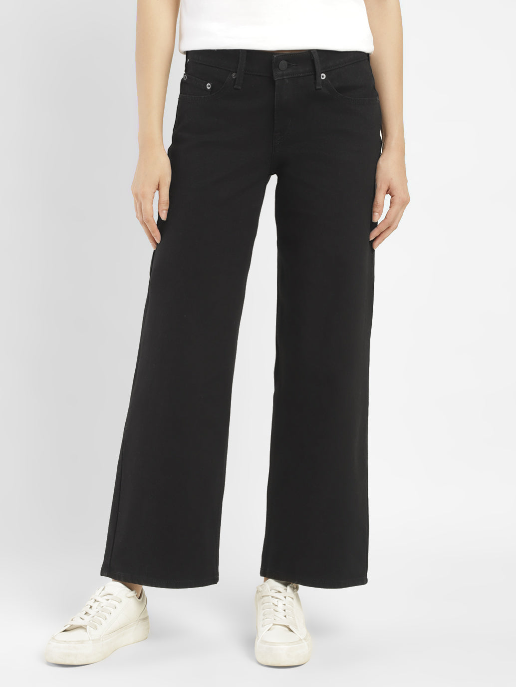 Women's Black Loose Fit High Rise Jeans - 1ef816bf-557e-4367-a16c-28d56296d430 View
