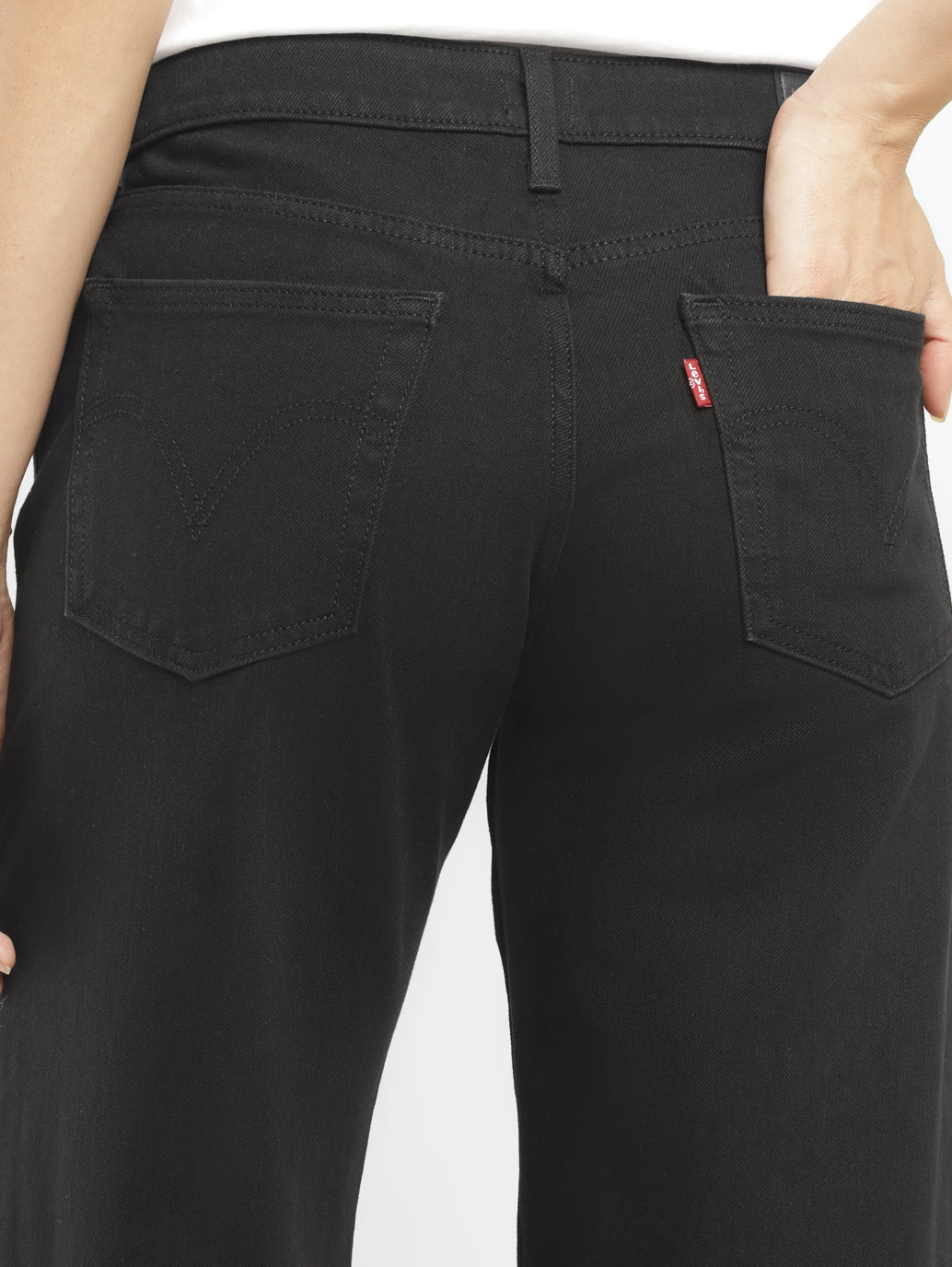 Women's Black Loose Fit High Rise Jeans - BackDetails View