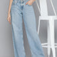 Women's Blue Loose Fit High Rise Jeans - 1 View