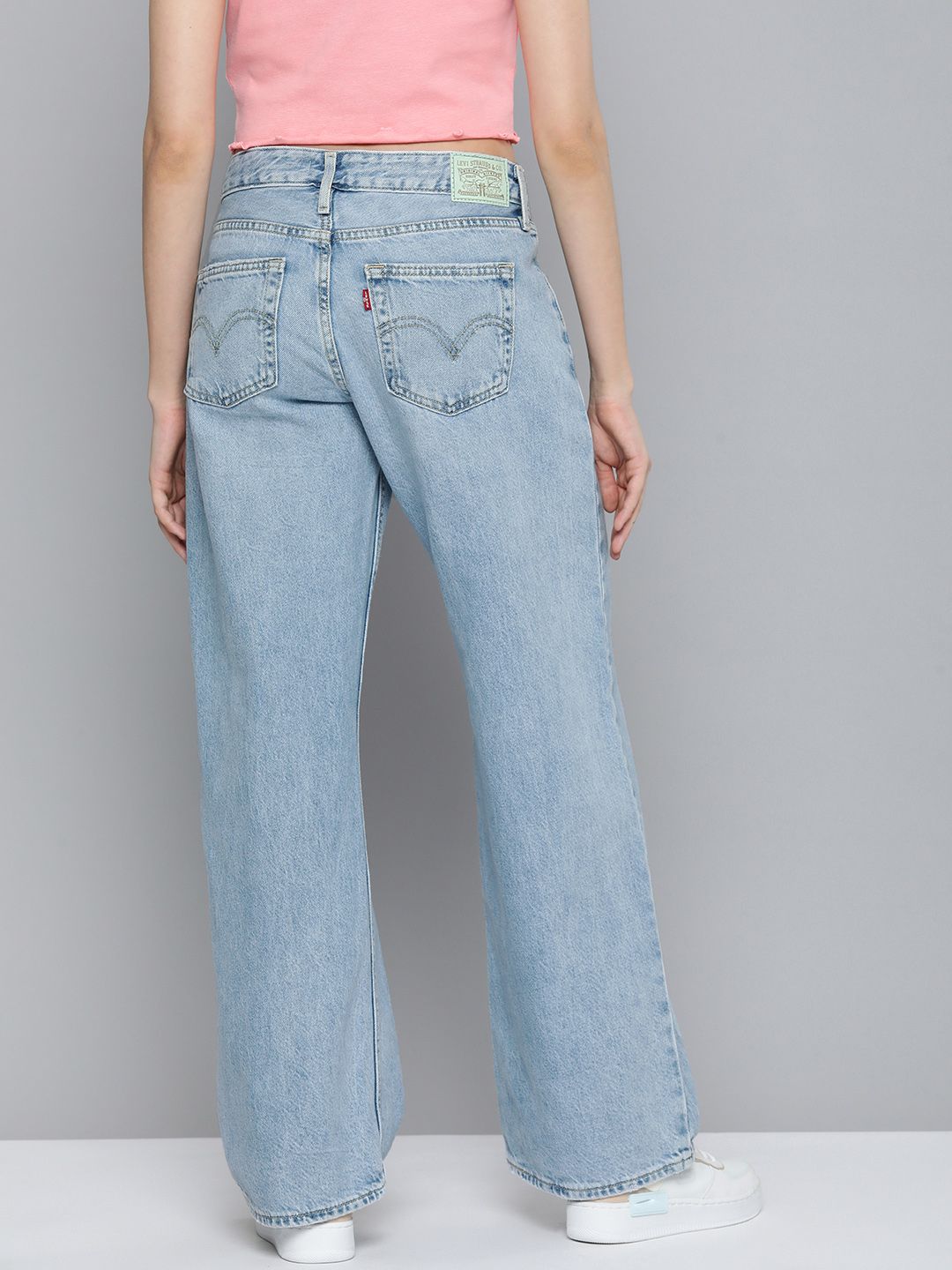 Women's Blue Loose Fit High Rise Jeans - 3 View