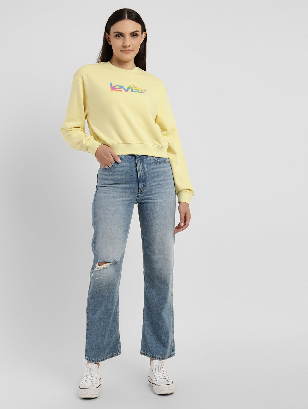 Women's Blue Ribcage Straight Fit High Rise Jeans - f72d4455-2c57-48f9-aee0-024007ec23e7 View