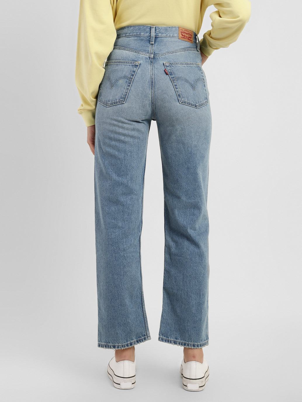 Women's Blue Ribcage Straight Fit High Rise Jeans - c3b316d8-196e-489b-b7f1-94ad371452b0 View