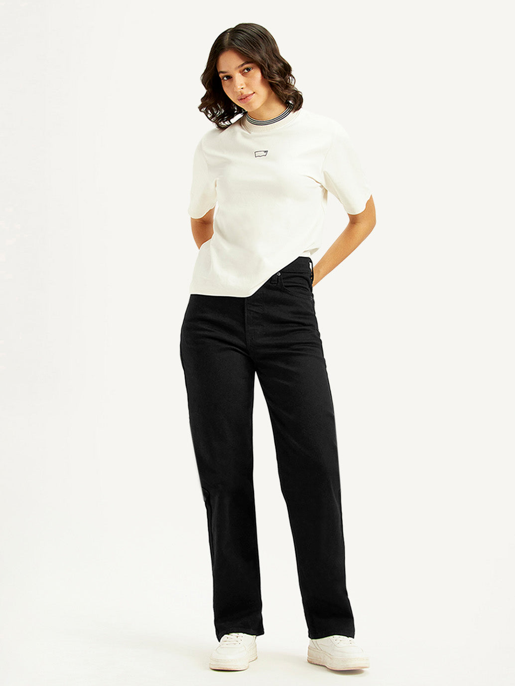 Women's Black Ribcage Straight Fit High Rise Jeans - a43c1f97-ddf9-457e-98a6-f3cdd11c9119 View