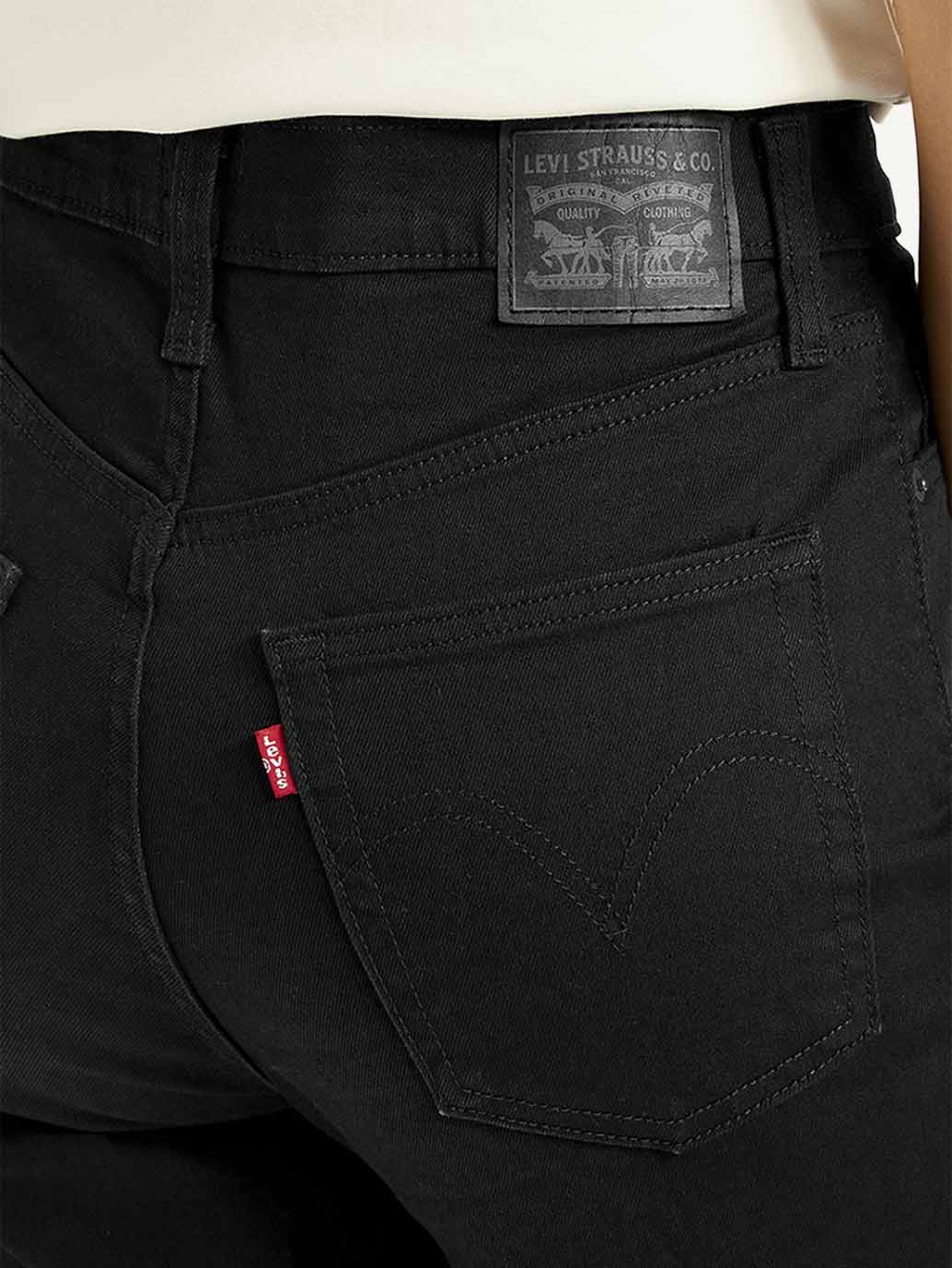 Women's Black Ribcage Straight Fit High Rise Jeans - Detail View