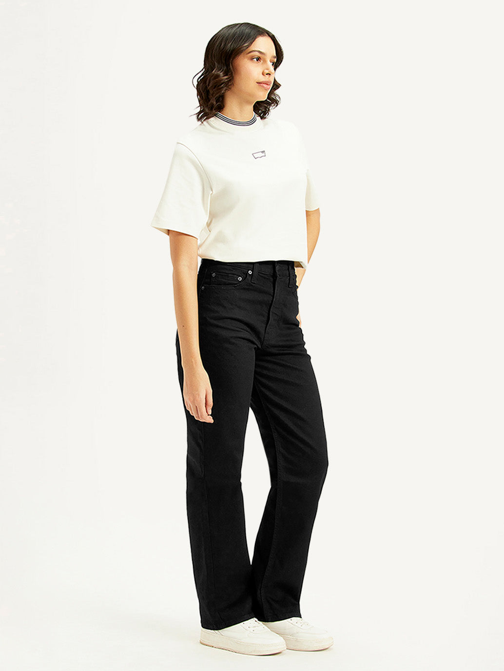 Women's Black Ribcage Straight Fit High Rise Jeans - dce1166d-0a2b-43ac-8b9c-249f1f6e6f7b View