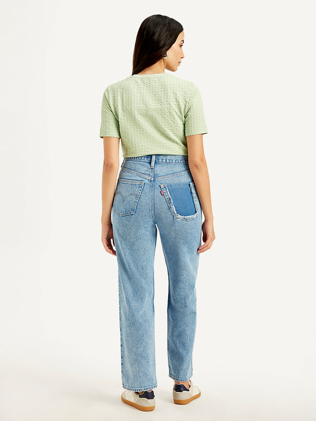 Women's Blue Ribcage Straight Fit High Rise Jeans - Back View