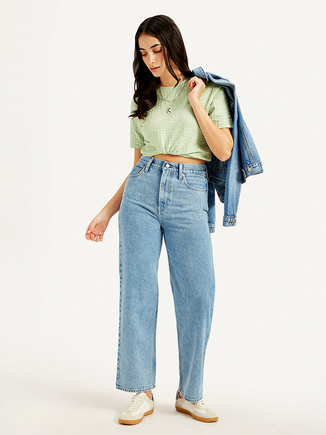 Women's Blue Ribcage Straight Fit High Rise Jeans