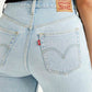 Women's Light Blue Ribcage Straight Fit High Rise Jeans - Detail View