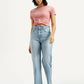 Women's Light Indigo Ribcage Straight Fit High Rise Jeans - Styleshot View