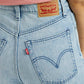 Women's Light Indigo Ribcage Straight Fit High Rise Jeans - Detail View