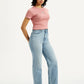 Women's Light Indigo Ribcage Straight Fit High Rise Jeans - Side View