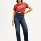 Women's Dark Indigo Ribcage Straight Fit High Rise Jeans - Styleshot View