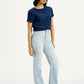 Women's Light Blue Ribcage Straight Fit High Rise Jeans - Side View