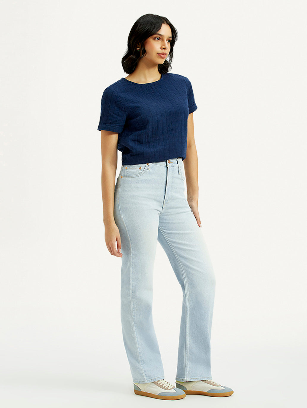 Women's Light Blue Ribcage Straight Fit High Rise Jeans