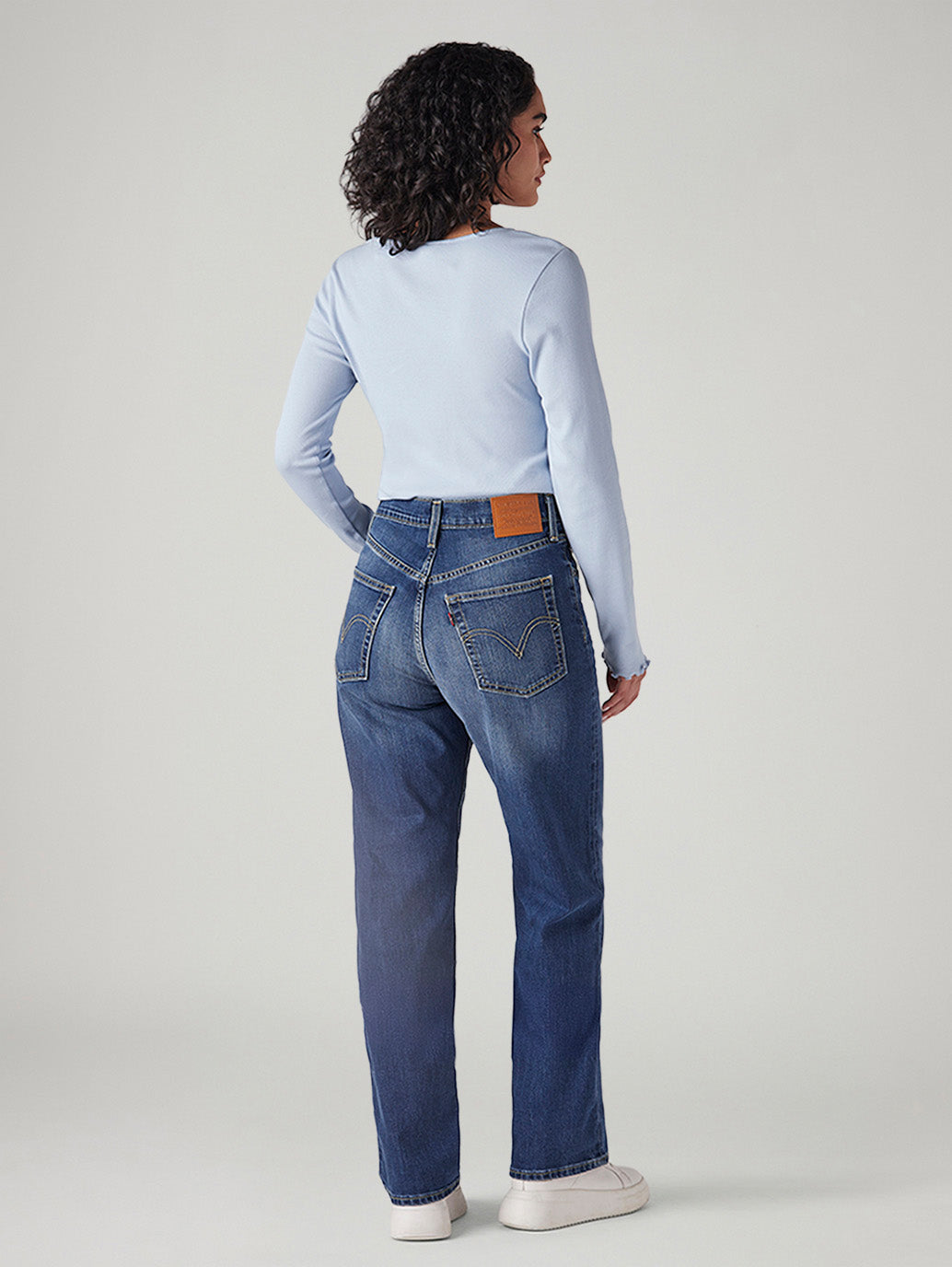 Women's Blue Ribcage Straight Fit High Rise Jeans - Back View
