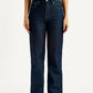 Women's Navy Ribcage Straight Fit High Rise Jeans - Front View
