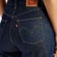 Women's Navy Ribcage Straight Fit High Rise Jeans - Detail View