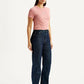 Women's Navy Ribcage Straight Fit High Rise Jeans - Side View