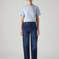 Women's Dark Indigo Ribcage Straight Fit High Rise Jeans - Front View