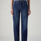 Women's Dark Indigo Ribcage Straight Fit High Rise Jeans - Front View