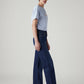 Women's Dark Indigo Ribcage Straight Fit High Rise Jeans - Side View