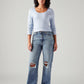 Women's Light Blue Ribcage Straight Fit High Rise Jeans - Front View