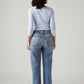 Women's Light Blue Ribcage Straight Fit High Rise Jeans - Back View