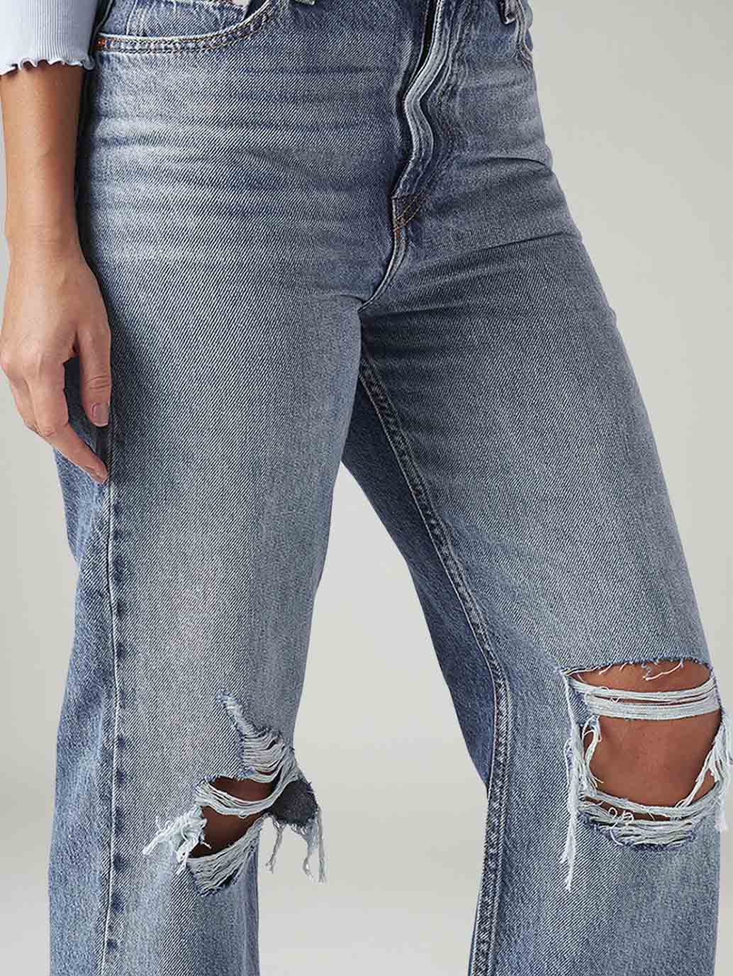 Women's Light Blue Ribcage Straight Fit High Rise Jeans - 20 View