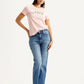 Women's Ribcage Straight Fit Blue High Rise Jeans - Styleshot View