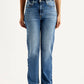 Women's Ribcage Straight Fit Blue High Rise Jeans - Front View
