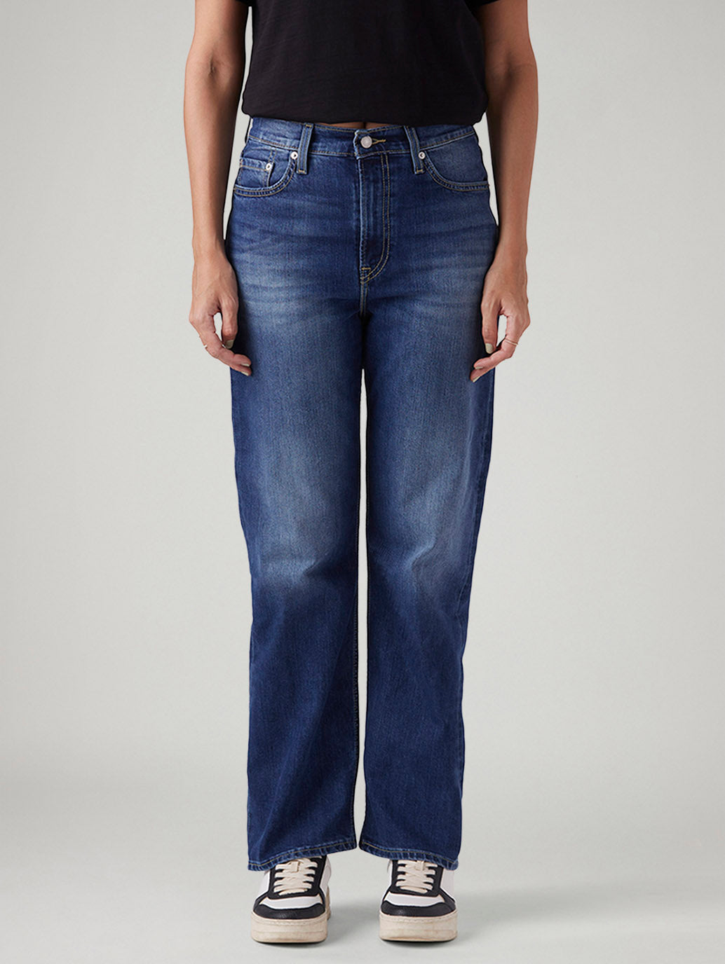 Women's Blue Ribcage Straight Fit High Rise Jeans - Front View