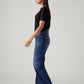 Women's Blue Ribcage Straight Fit High Rise Jeans - Side View