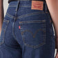 Women's Indigo Ribcage Straight Fit High Rise Jeans - Detail View