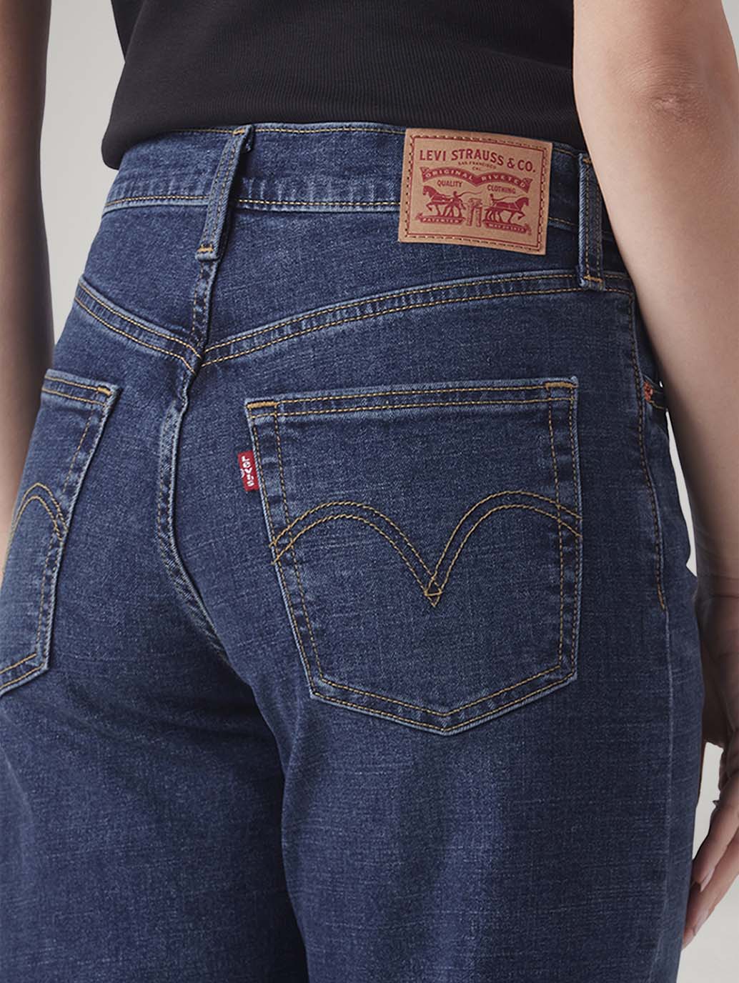 Women's Indigo Ribcage Straight Fit High Rise Jeans - Detail View