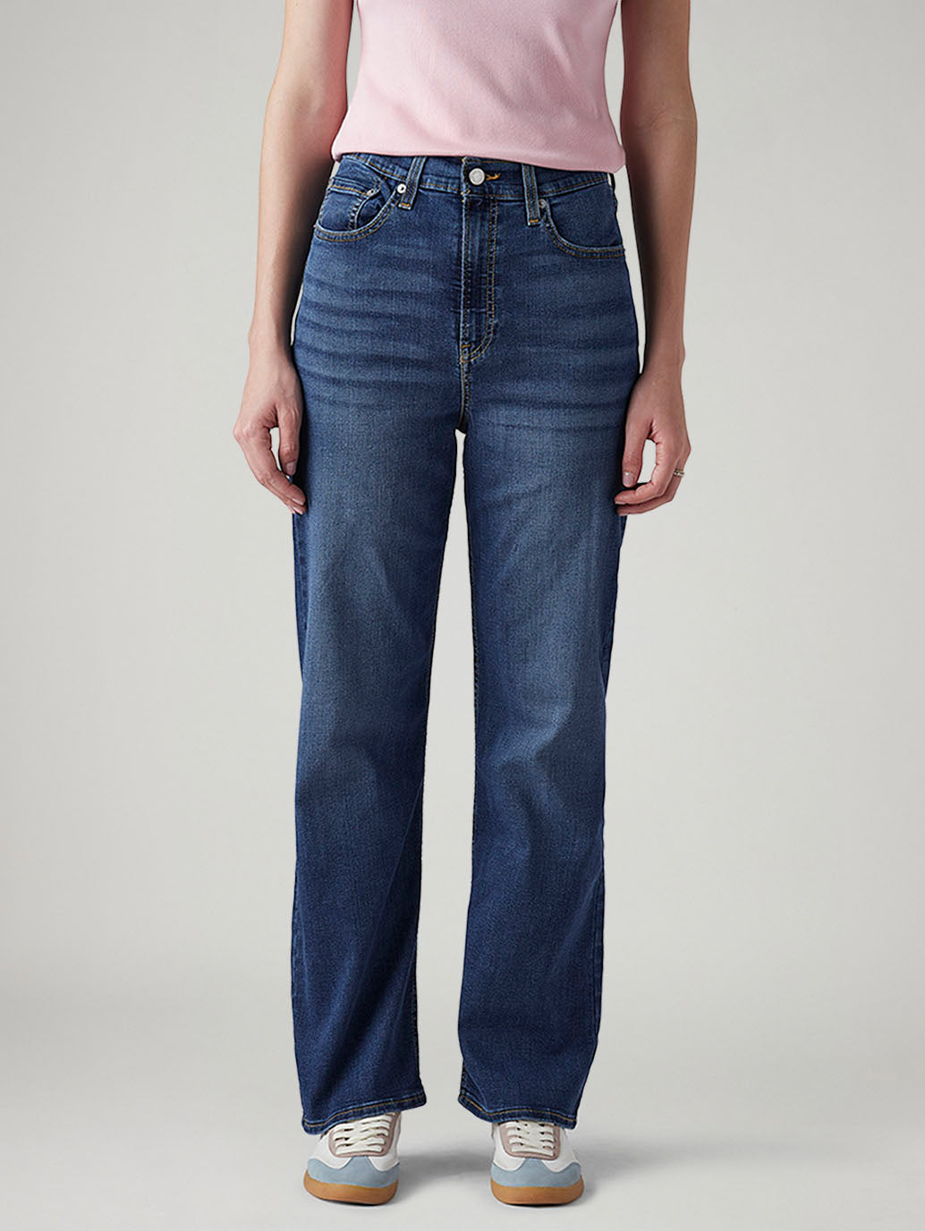 Women's Blue Ribcage Straight Fit High Rise Jeans - Front View