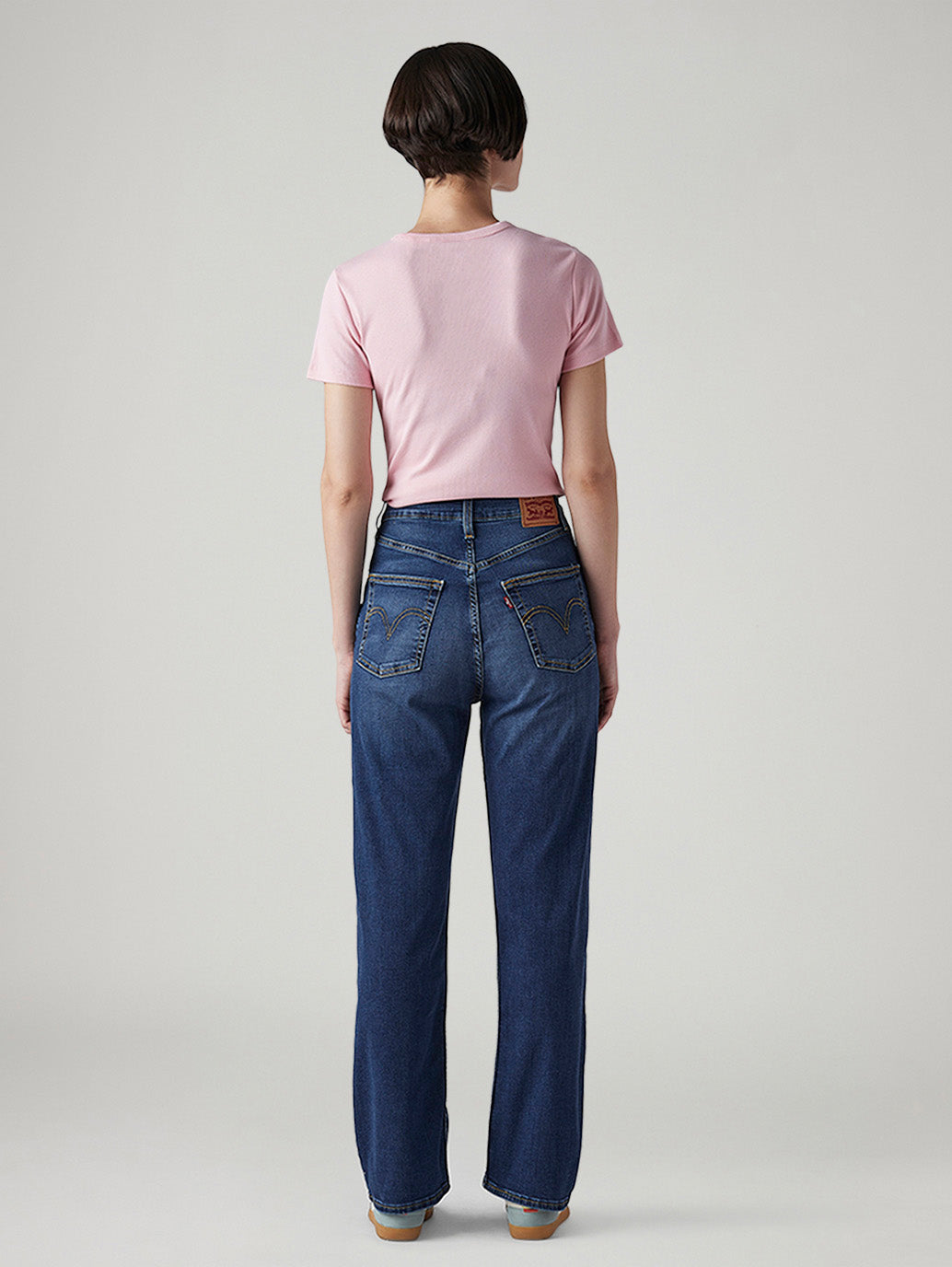 Women's Blue Ribcage Straight Fit High Rise Jeans - Back View