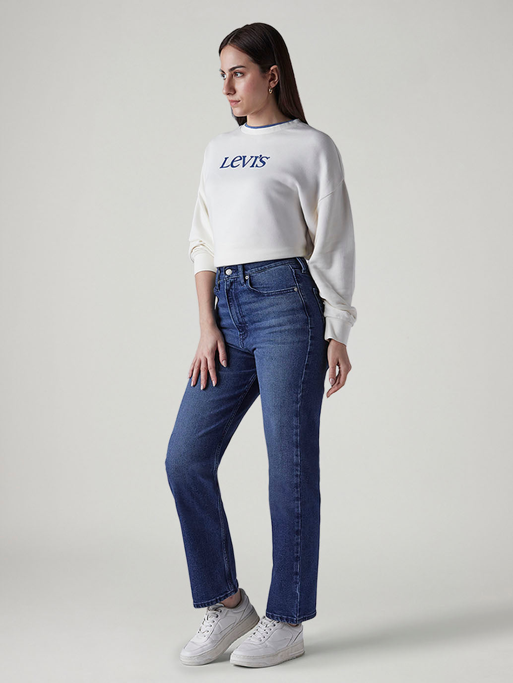 Women's Blue Ribcage Straight Fit High Rise Jeans - 20 View