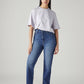 Women's Med Indigo Ribcage Straight Fit High Rise Jeans - Styleshot View