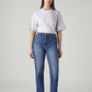 Women's Med Indigo Ribcage Straight Fit High Rise Jeans - Front View