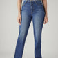 Women's Med Indigo Ribcage Straight Fit High Rise Jeans - Front View