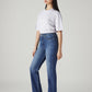 Women's Med Indigo Ribcage Straight Fit High Rise Jeans - Side View