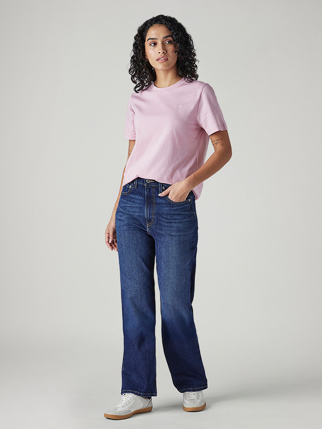 Women's Dark Blue Ribcage Straight Fit High Rise Jeans