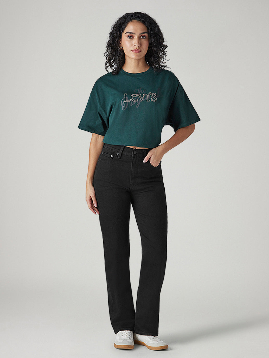 Women's Black Ribcage Straight Fit High Rise Jeans - 20 View
