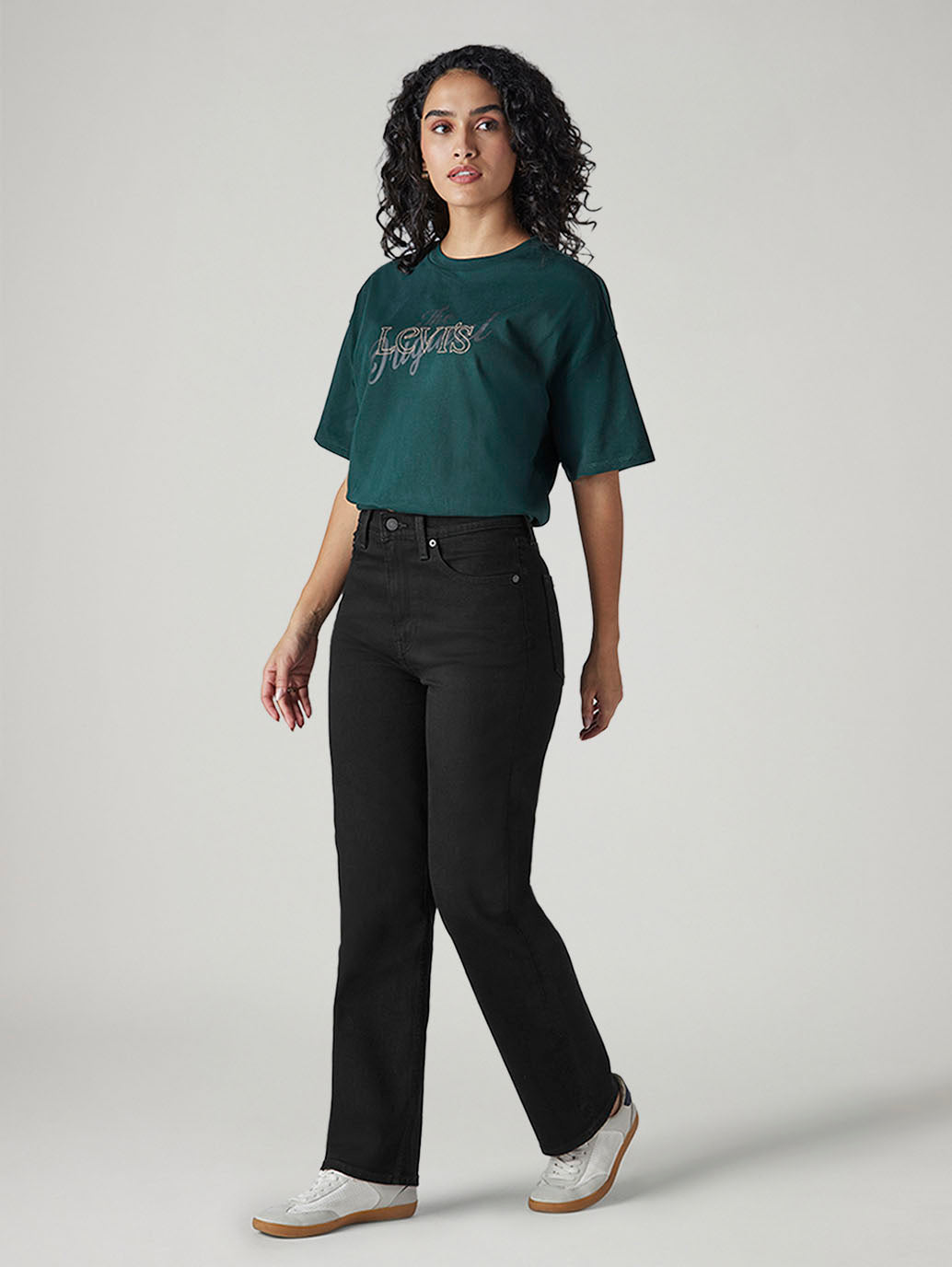 Women's Black Ribcage Straight Fit High Rise Jeans - 20 View