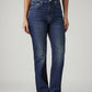 Women's Dark Blue Ribcage Straight Fit High Rise Jeans - Front View