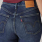 Women's Dark Blue Ribcage Straight Fit High Rise Jeans - Detail View