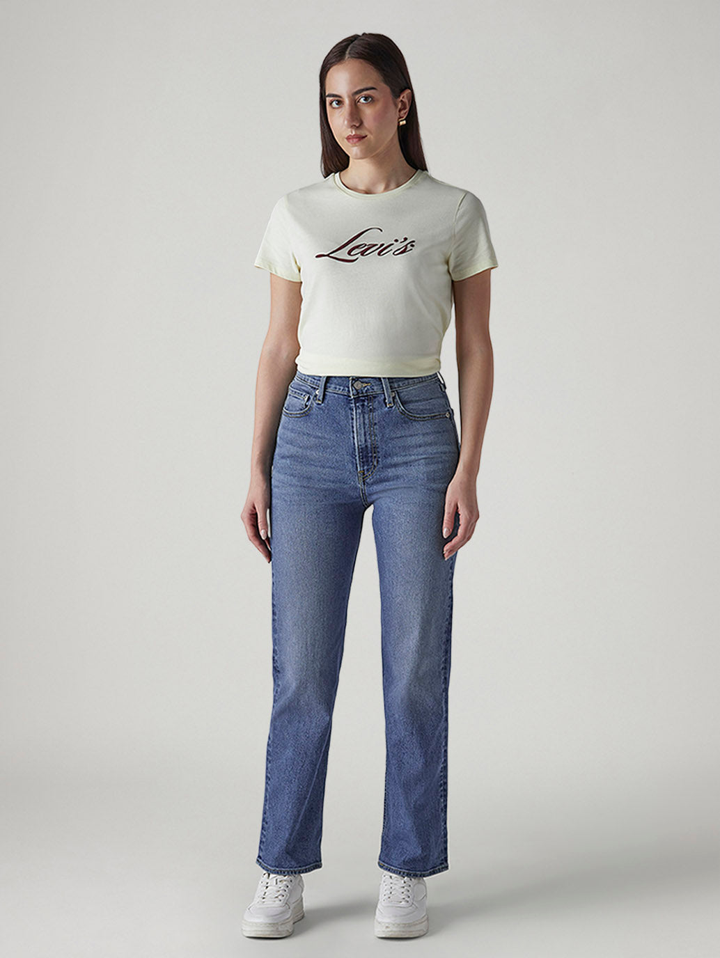 Women's Blue Ribcage Straight High Rise Jeans