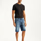 Men's Blue Tapered Denim Shorts - 20 View