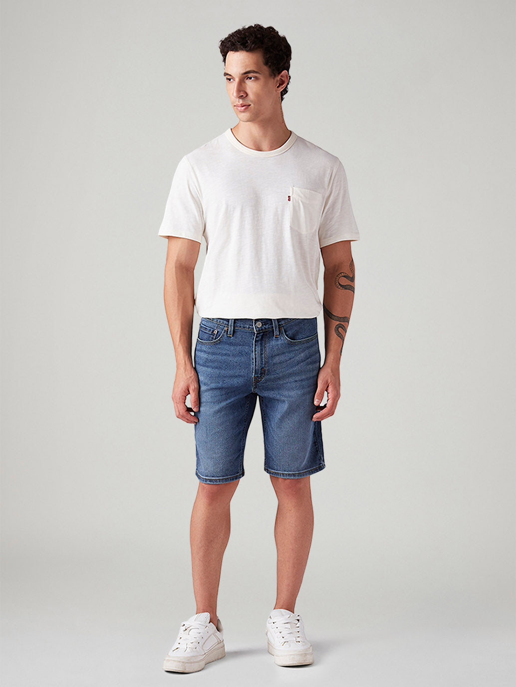 Men's 541 Blue Athletic Tapered Fit Mid Rise Shorts - Front View
