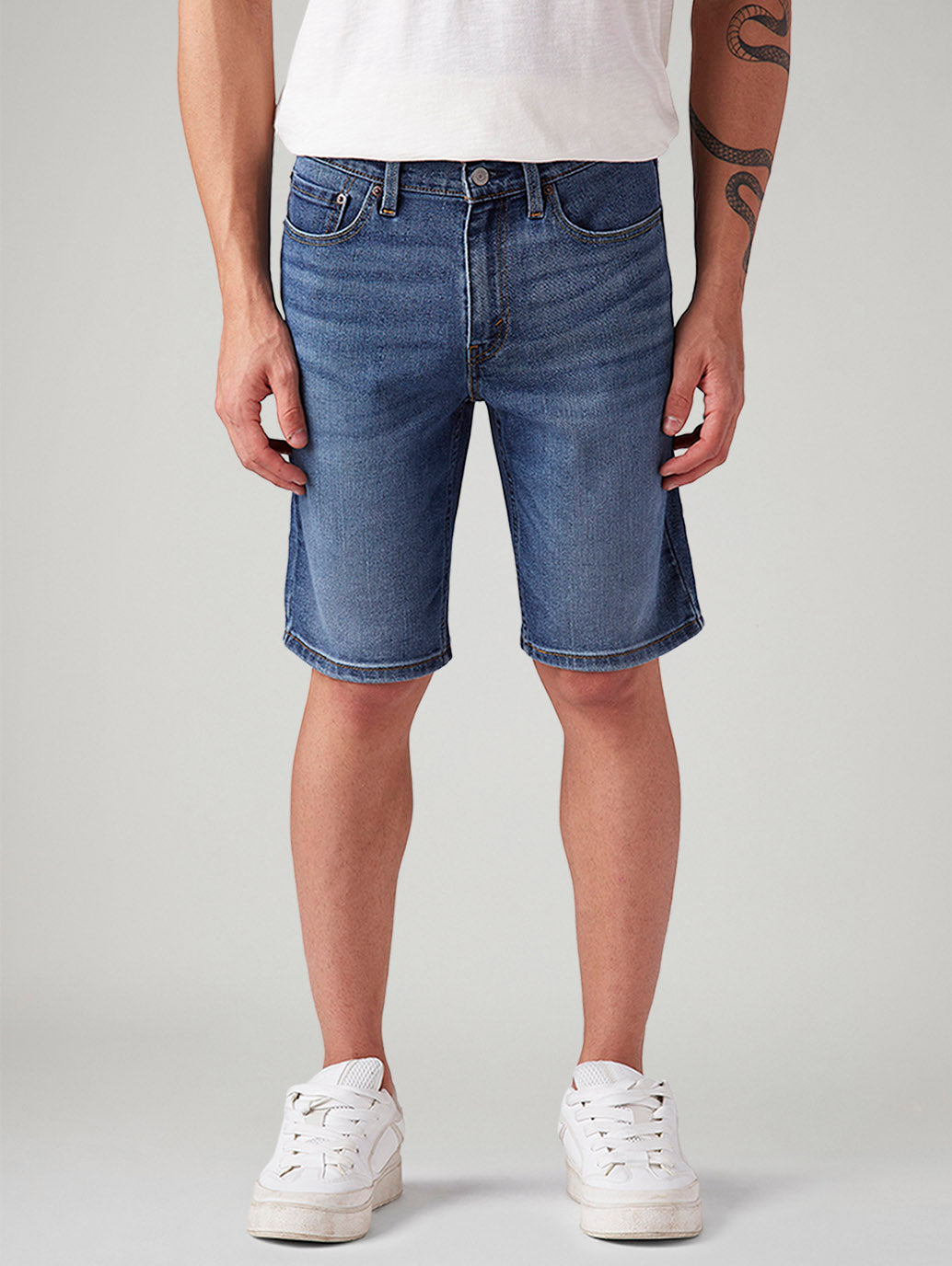 Men's 541 Blue Athletic Tapered Fit Mid Rise Shorts - Front View